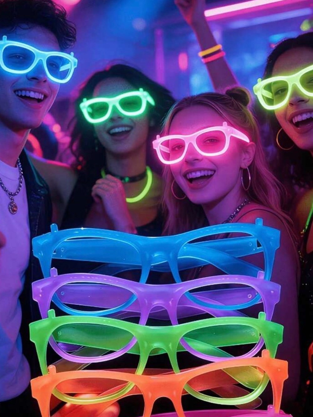 Neon Glow Party Glasses - Multi Color LED Frame